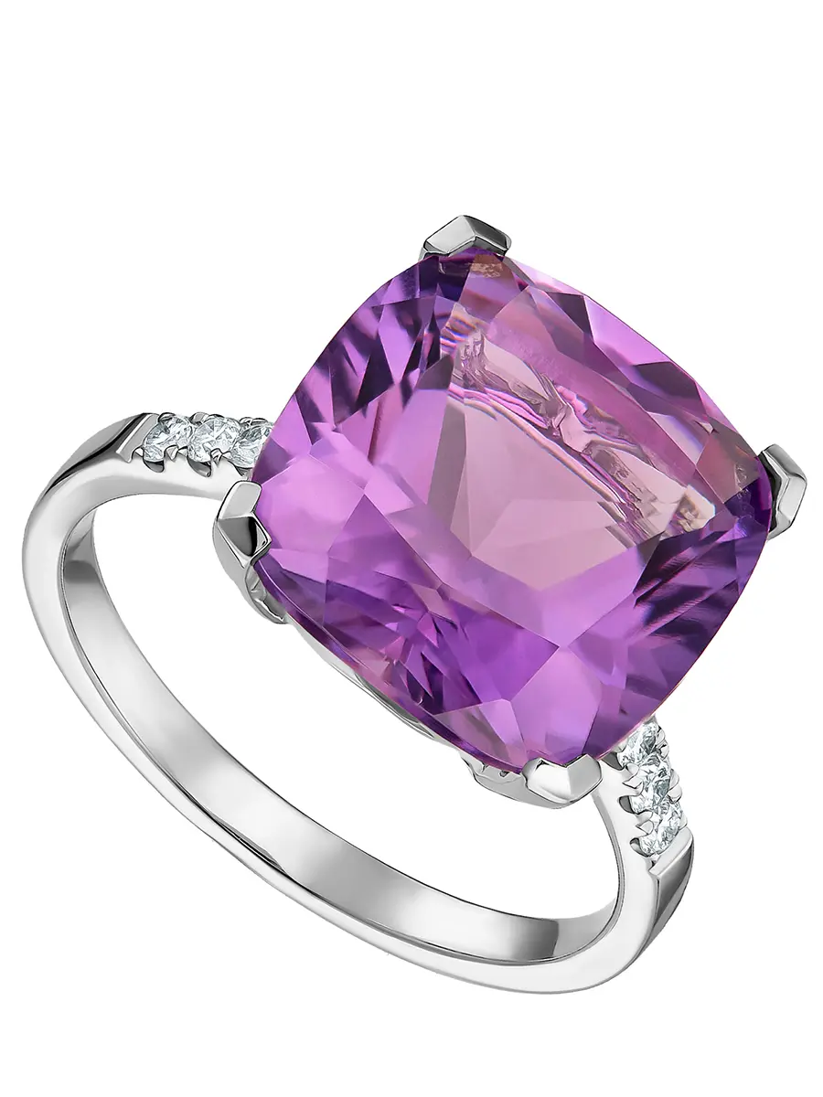 Кольцо из белого золота с аметистом