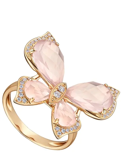 Кольцо из розового кварца с бриллиантами LANORDICA