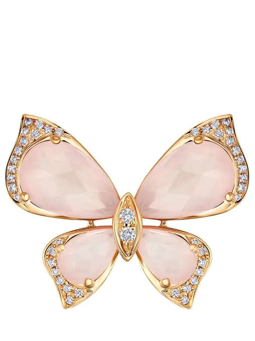 Брошь-подвеска из розового кварца с бриллиантами LANORDICA
