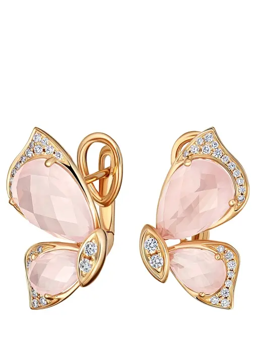 Серьги из розового кварца с бриллиантами LANORDICA