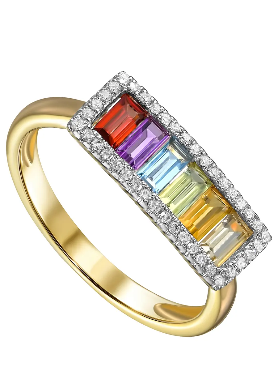 Кольцо золотое с камнями