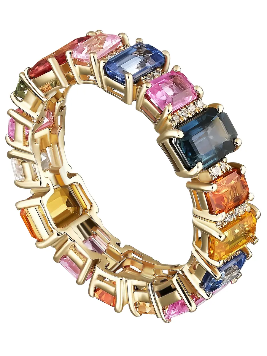 Кольцо с цветными сапфирами