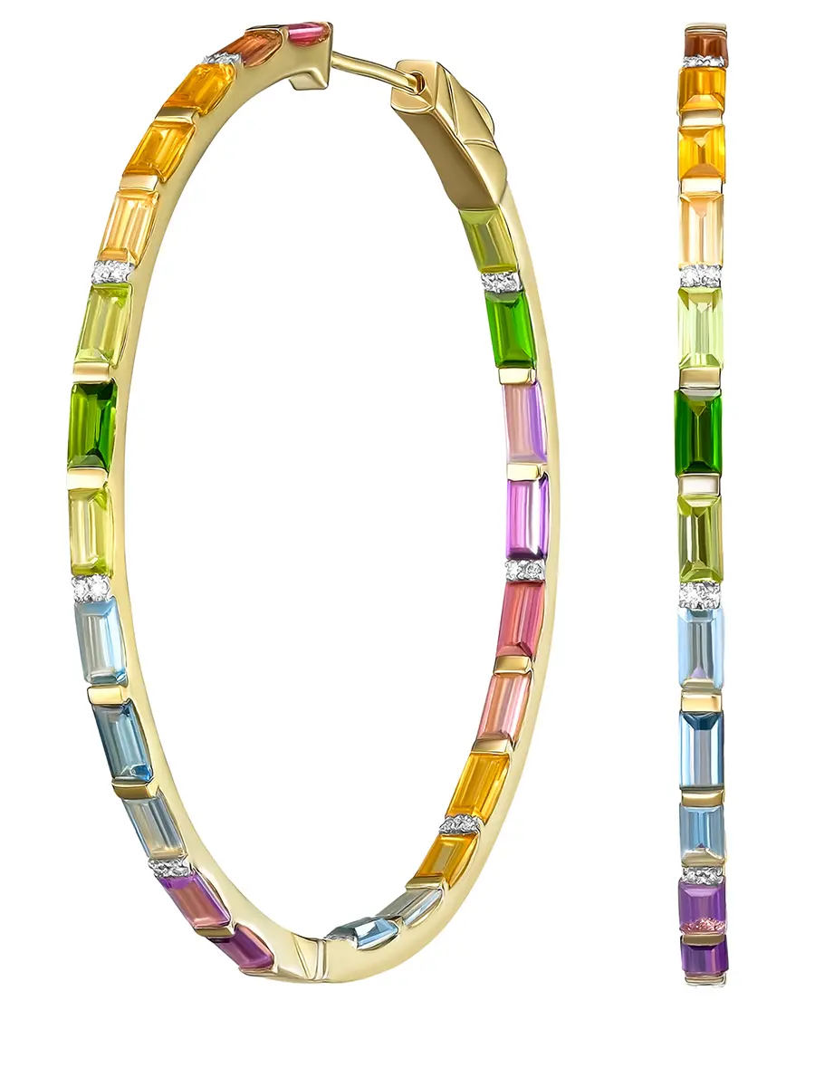 Серьги-конго золотые с камнями