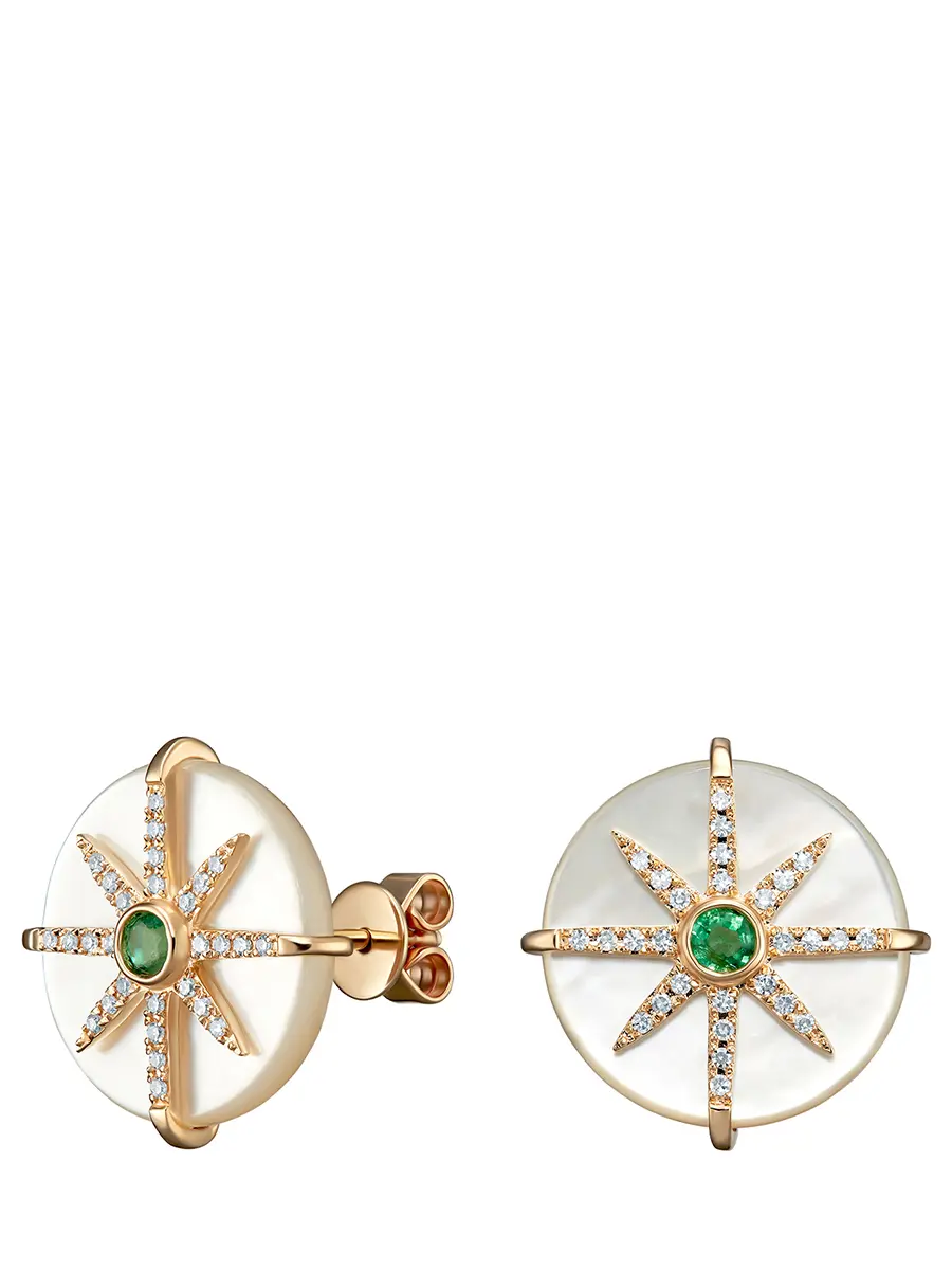 Серьги золотые с изумрудами