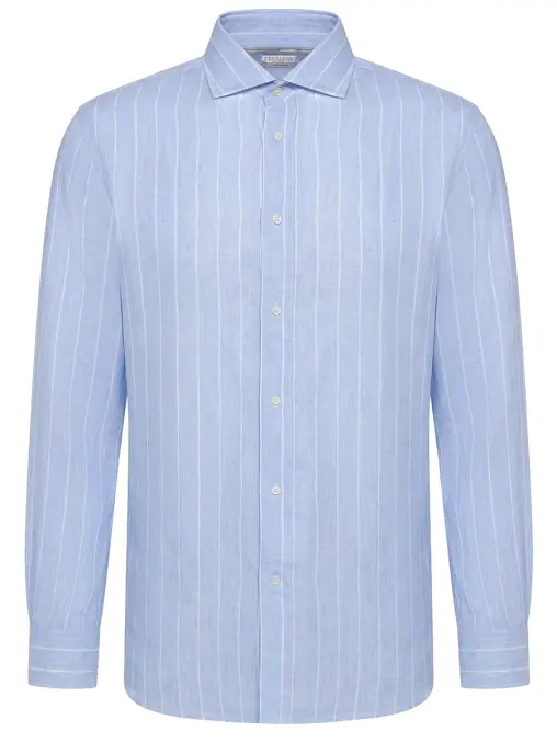 Рубашка Regular Fit льняная BRUNELLO CUCINELLI