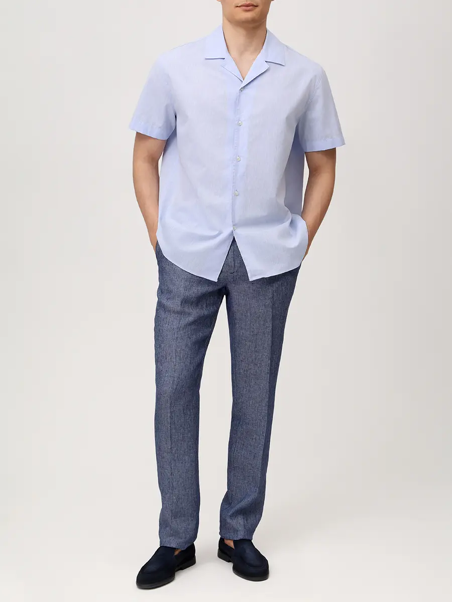 Рубашка Regular Fit из хлопка и льна
