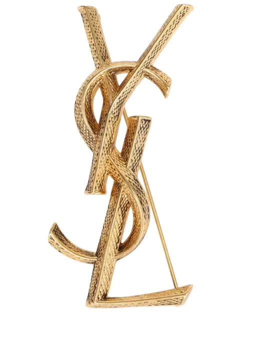 Брошь из латуни SAINT LAURENT