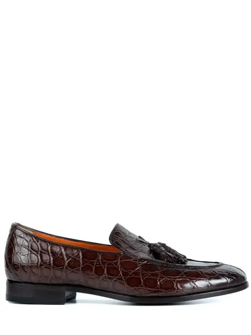 Лоферы из кожи крокодила SANTONI