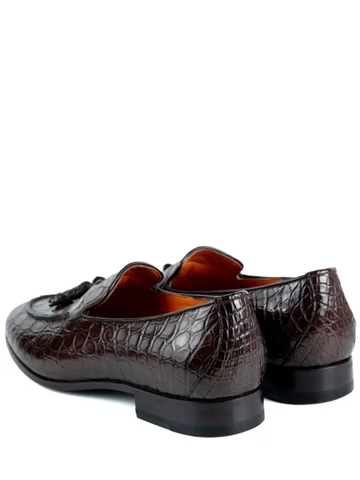 Лоферы из кожи крокодила SANTONI
