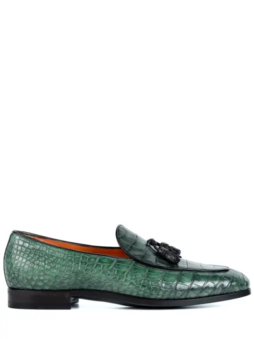 Лоферы из кожи крокодила SANTONI