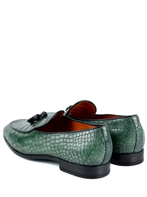 Лоферы из кожи крокодила SANTONI