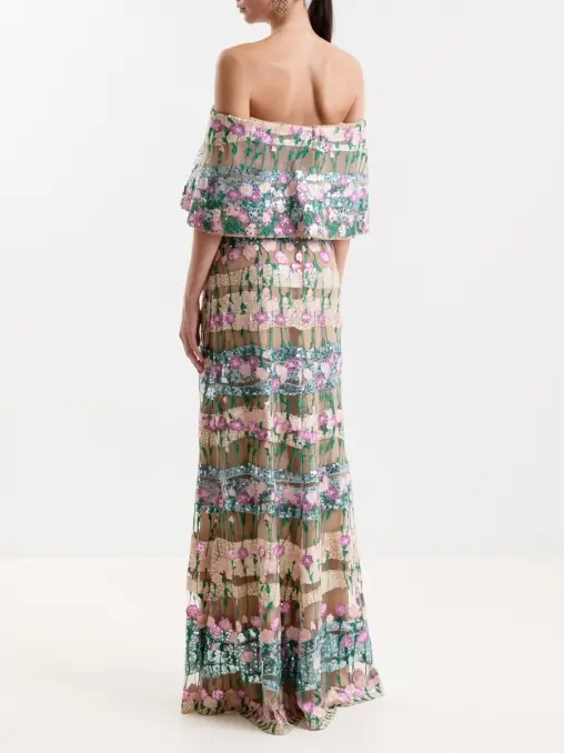 Платье с вышивкой и пайетками ELIE SAAB