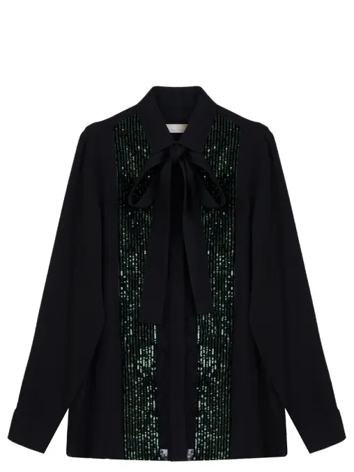 Блуза шелковая с пайетками ELIE SAAB