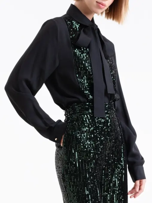 Блуза шелковая с пайетками ELIE SAAB
