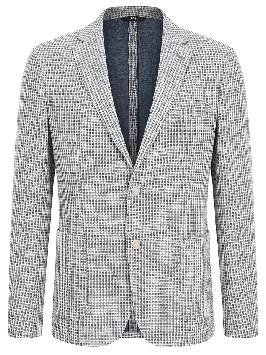 Пиджак Slim Fit из хлопка и льна