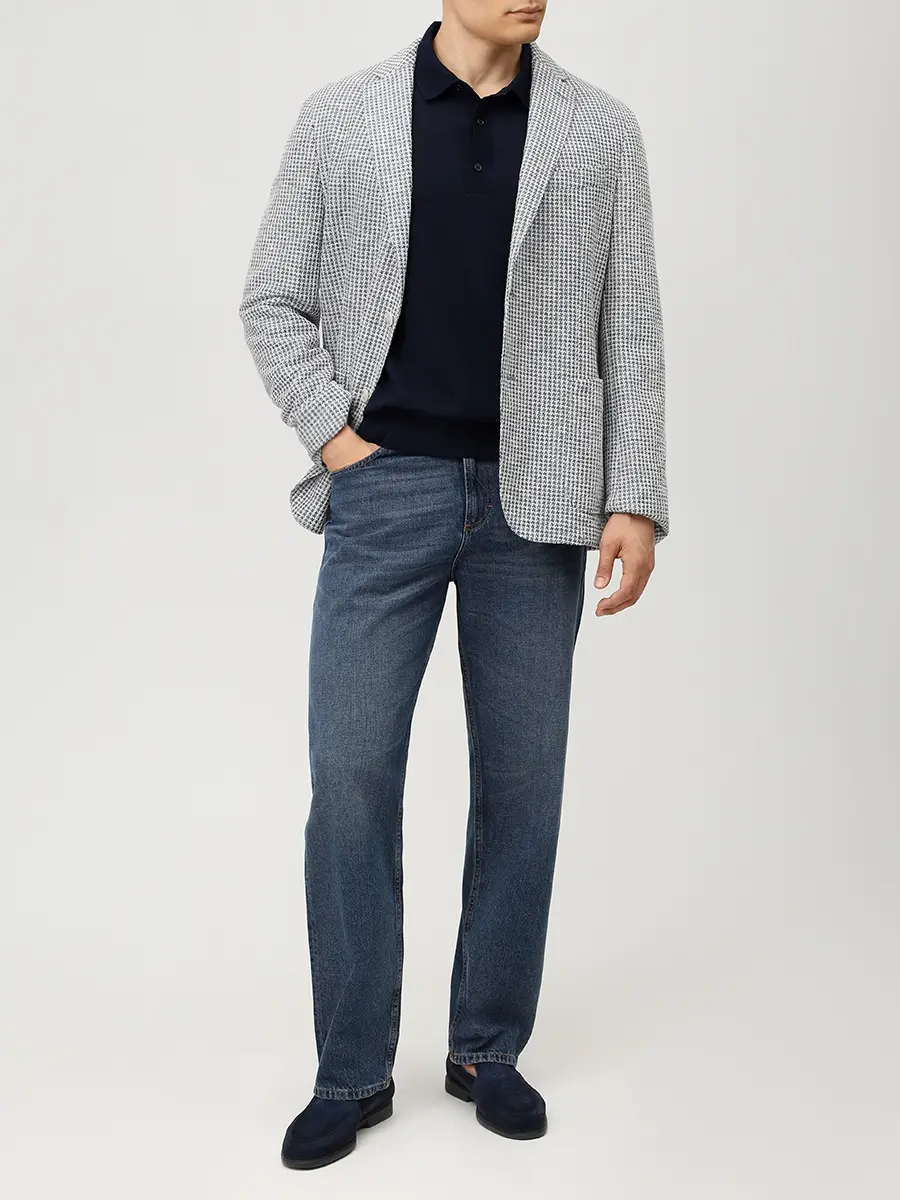 Пиджак Slim Fit из хлопка и льна