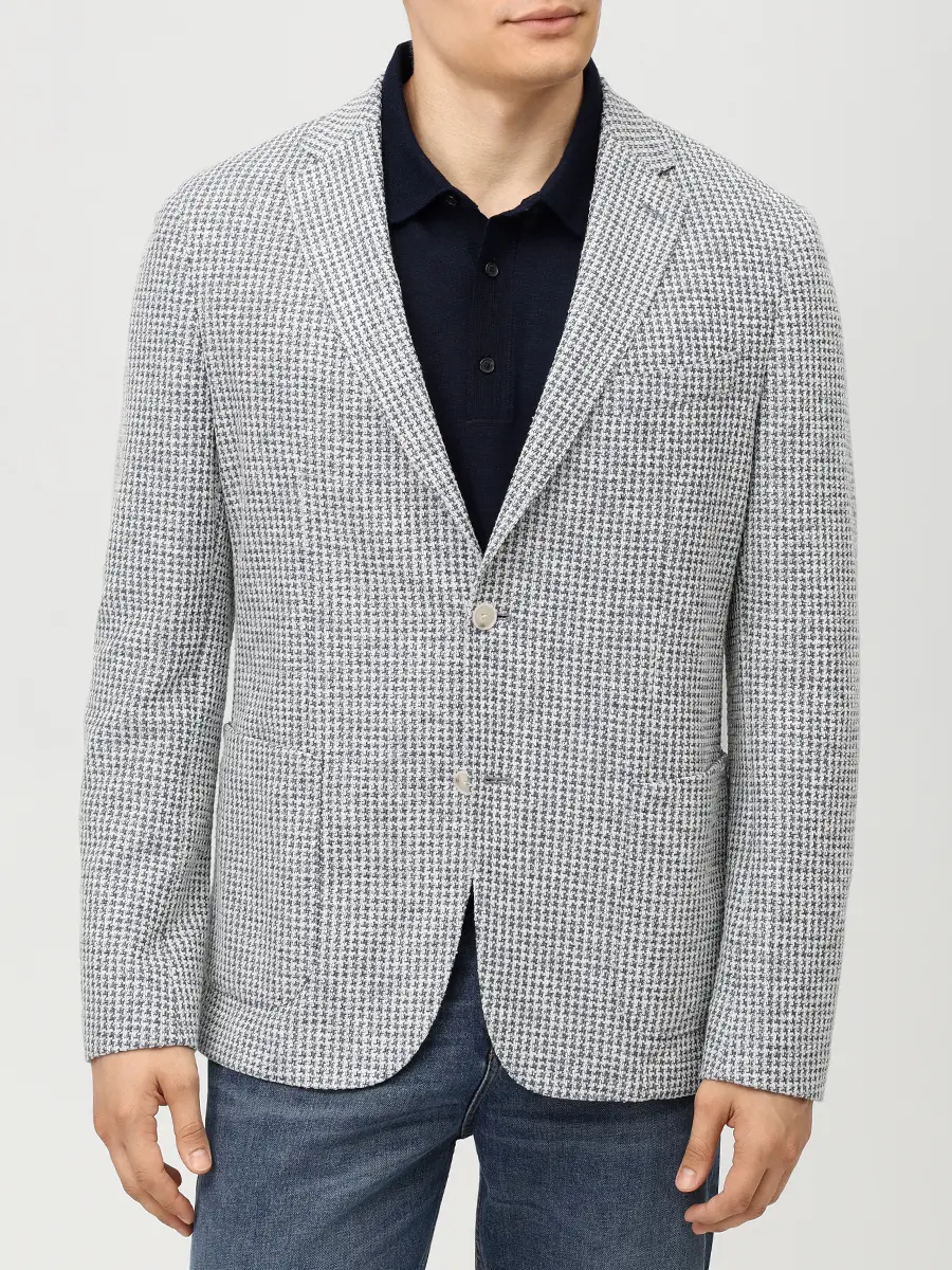 Пиджак Slim Fit из хлопка и льна