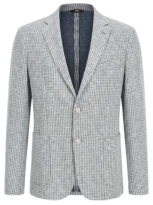 Пиджак Slim Fit из хлопка и льна BOSS
