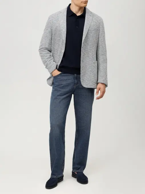 Пиджак Slim Fit из хлопка и льна BOSS