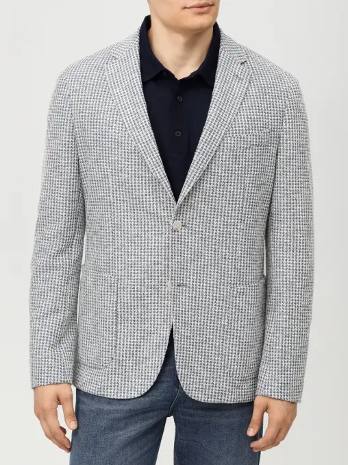 Пиджак Slim Fit из хлопка и льна BOSS