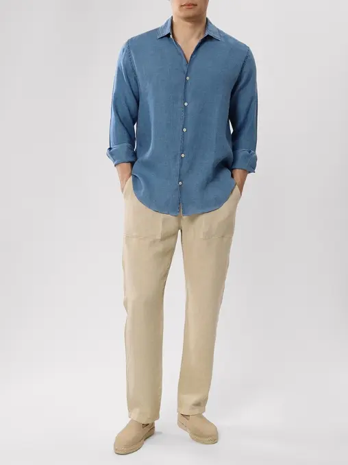 Рубашка Slim Fit льняная MC2 SAINT BARTH