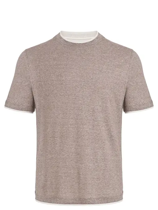 Футболка из хлопка и льна BRUNELLO CUCINELLI