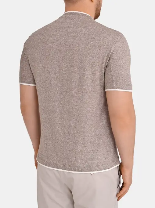 Футболка из хлопка и льна BRUNELLO CUCINELLI