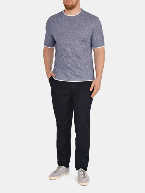 Футболка из хлопка и льна BRUNELLO CUCINELLI