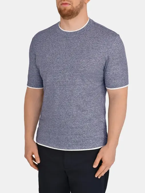 Футболка из хлопка и льна BRUNELLO CUCINELLI