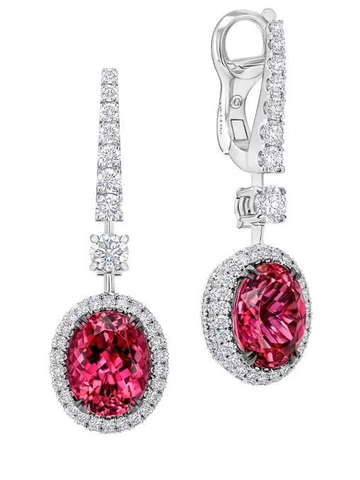 Серьги из белого золота с турмалинами рубеллитами и бриллиантами CHAMOVSKIKH JEWELLERY HOUSE
