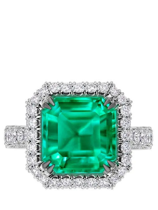 Кольцо из белого золота с изумрудом и бриллиантами CHAMOVSKIKH JEWELLERY HOUSE