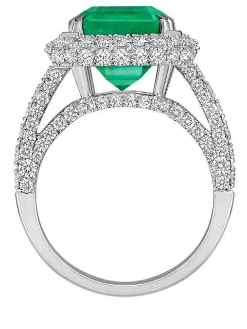 Кольцо из белого золота с изумрудом и бриллиантами CHAMOVSKIKH JEWELLERY HOUSE