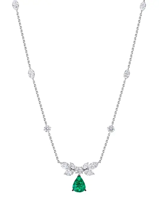 Колье из белого золота с изумрудом и бриллиантами CHAMOVSKIKH JEWELLERY HOUSE