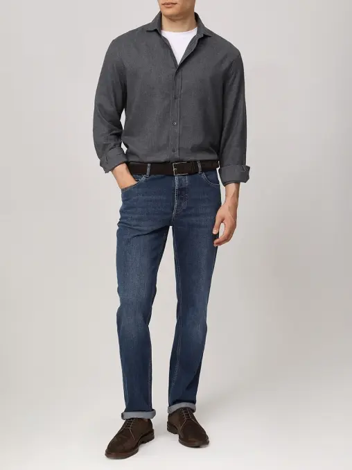 Рубашка Regular Fit из хлопка и лиоцелла BRUNELLO CUCINELLI