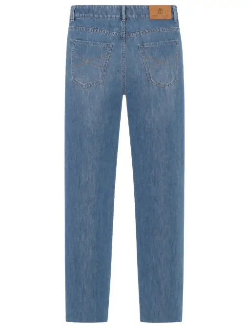Джинсы Regular Fit их хлопка и льна BRUNELLO CUCINELLI