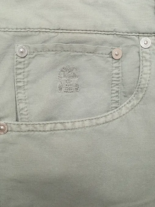 Брюки изо льна и хлопка BRUNELLO CUCINELLI
