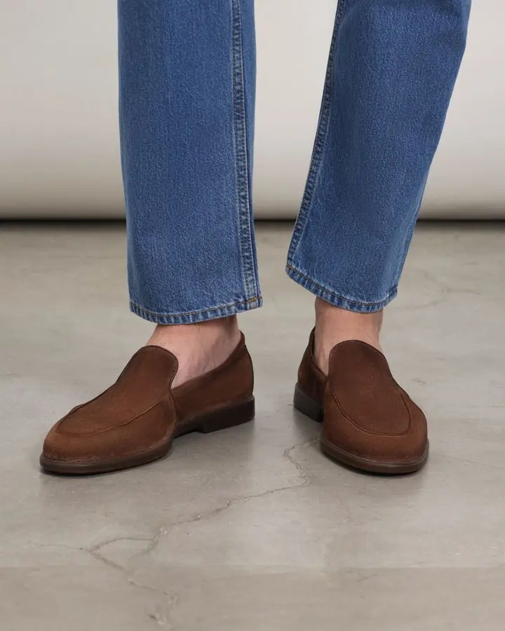 Лоферы замшевые