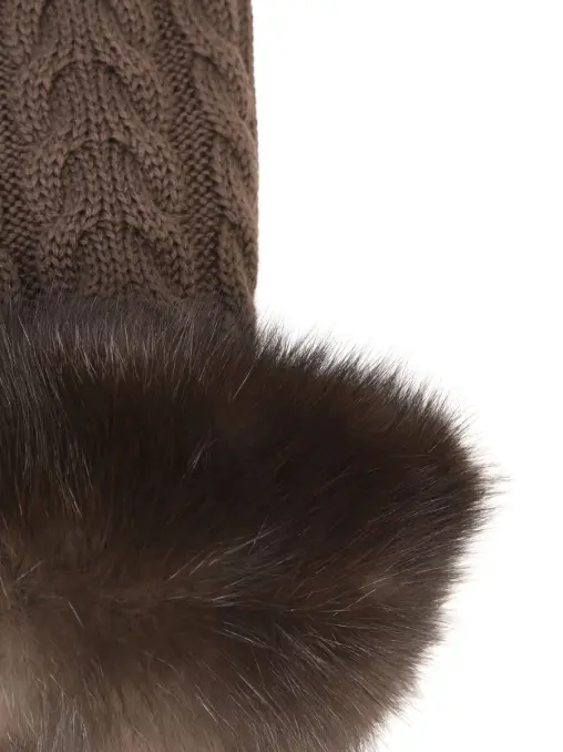 Варежки кашемировые с мехом соболя BLACK SABLE