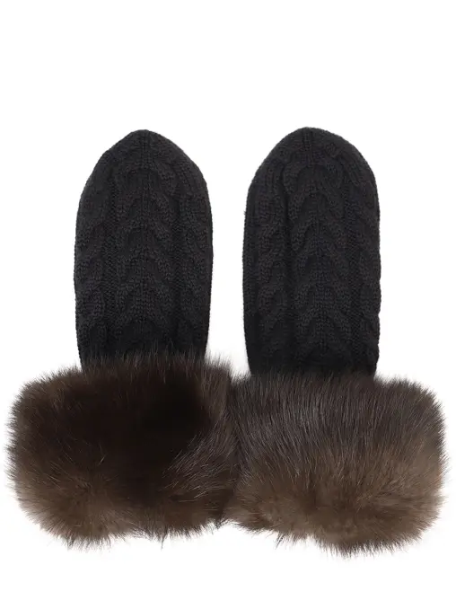 Варежки кашемировые с мехом соболя BLACK SABLE