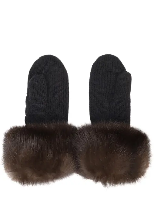 Варежки кашемировые с мехом соболя BLACK SABLE
