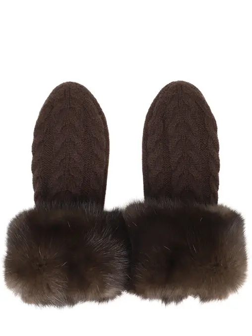 Варежки кашемировые с мехом соболя BLACK SABLE