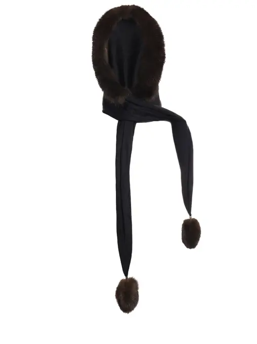 Капор кашемировый с мехом соболя BLACK SABLE