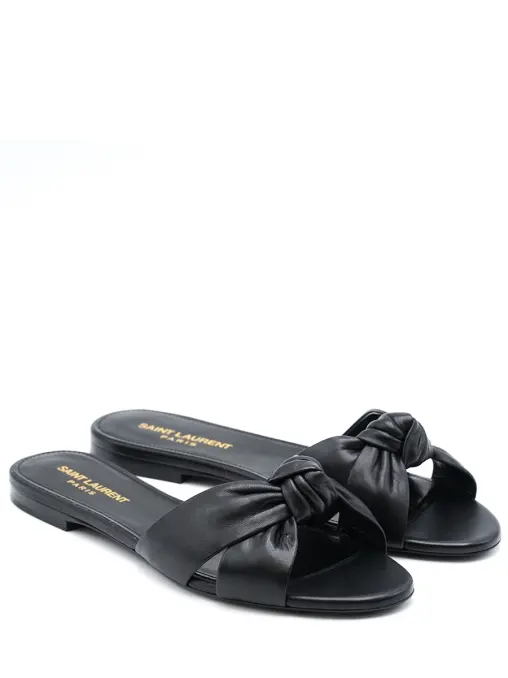 Шлепанцы кожаные SAINT LAURENT