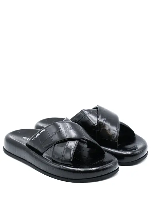 Шлепанцы кожаные S.FERRAGAMO