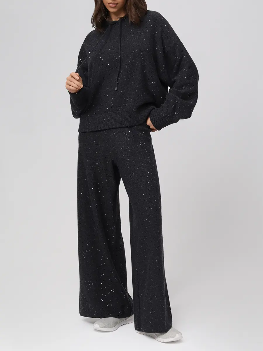 Джемпер-худи шерстяной с пайетками