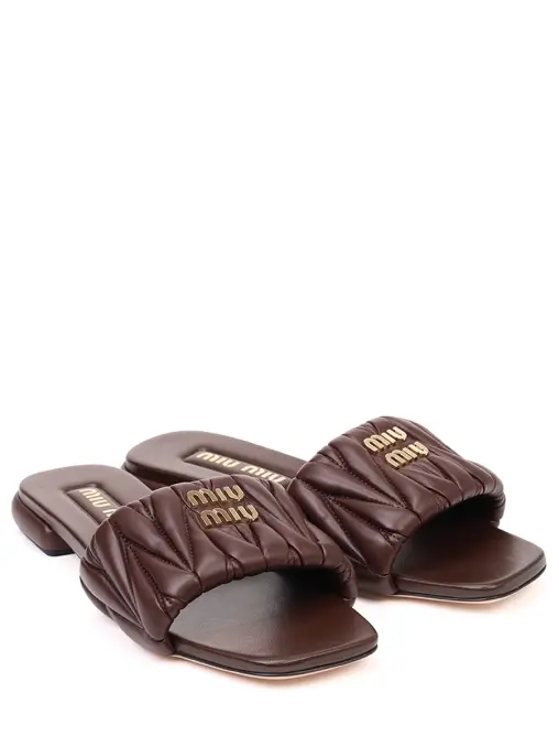 Шлепанцы кожаные MIU MIU