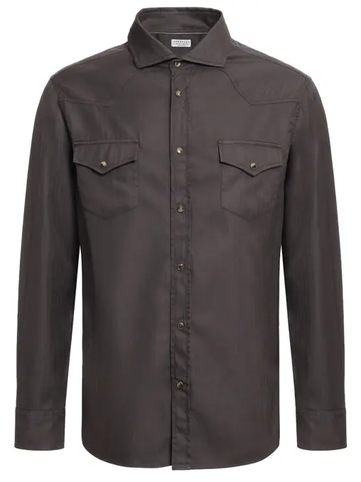 Рубашка Regular Fit хлопковая BRUNELLO CUCINELLI