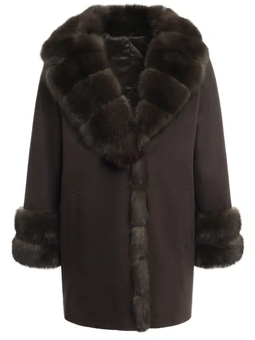 Пальто кашемировое с мехом соболя BLACK SABLE