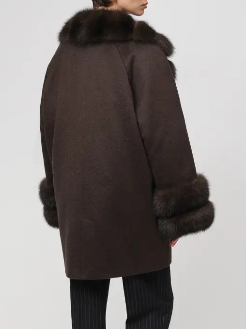 Пальто кашемировое с мехом соболя BLACK SABLE