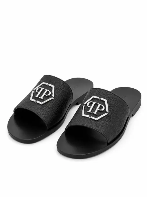 Шлепанцы кожаные PHILIPP PLEIN